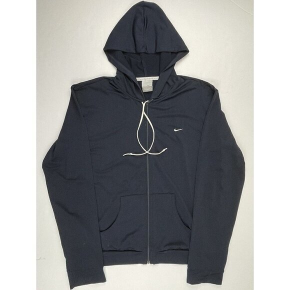 Nike Athletic Hooded Active Jacket Women’s L(12/14) Poly Stretch Run Sports Blue - Picture 2 of 11